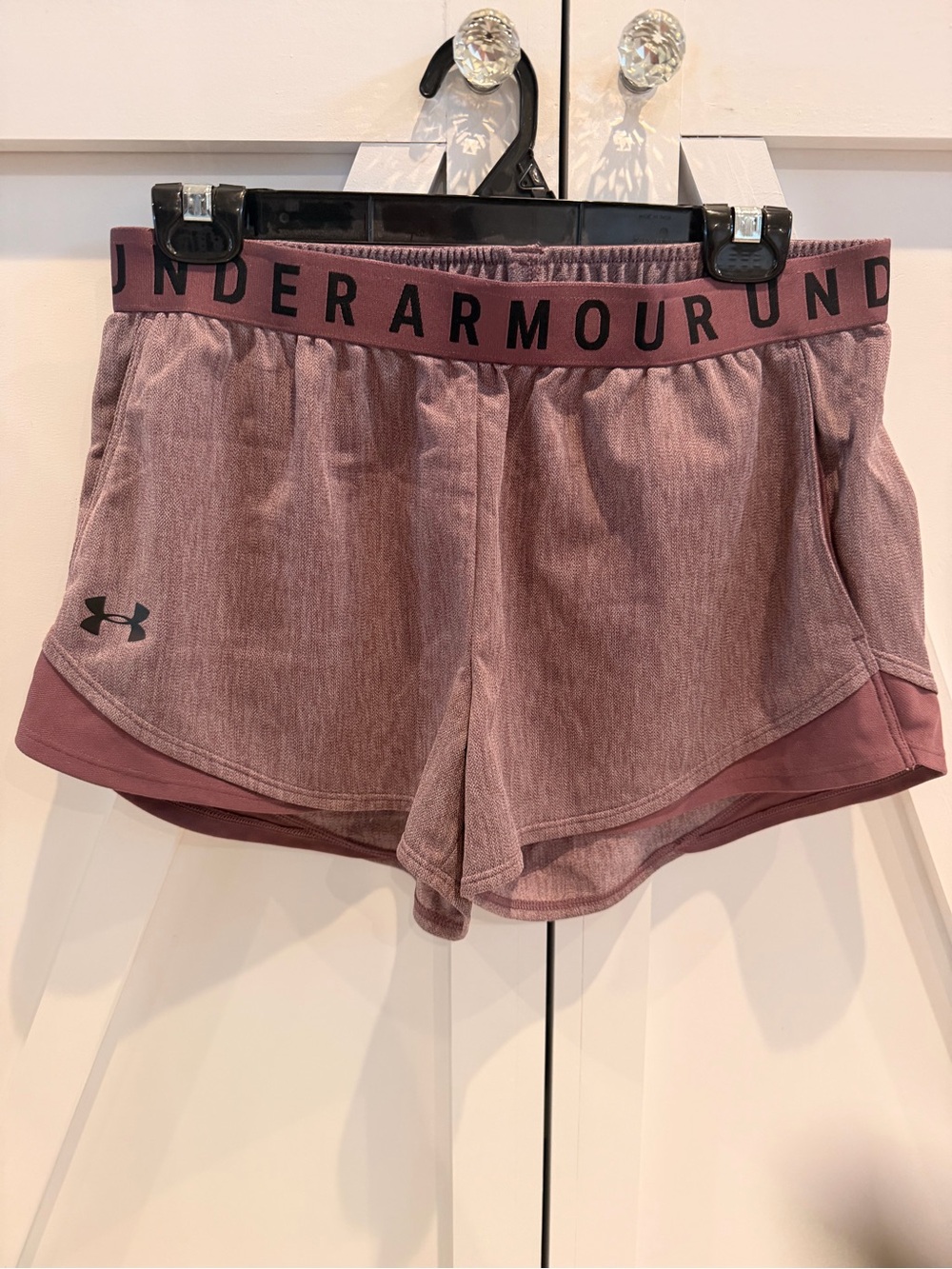 Under Armour Women’s Mauve Athletic Shorts with Branded Waistband